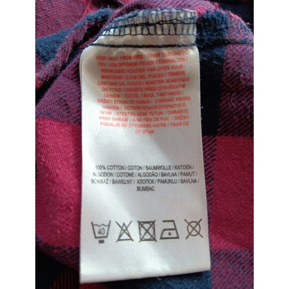 Small Tokyo Laundry Shirt Womens Red Or Pink Navy Check Button Up Japan Plaid - Picture 10 of 11